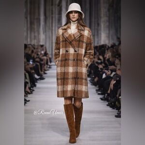 Cinzia Rocca Icons Teddy Coat – Macro Plaid Tobacco | Size 10 US